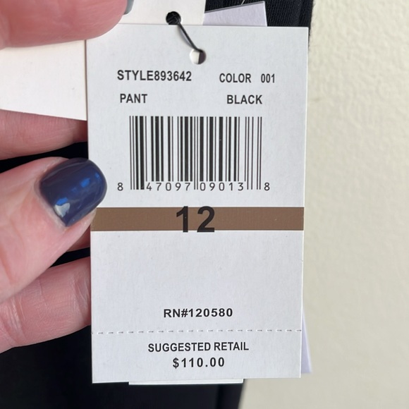 Black Straight Leg Pants with Stretch, 12 - Picture 8 of 8